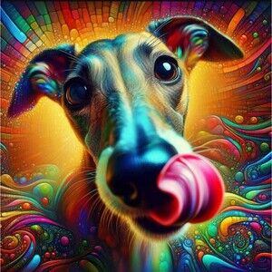 greyhound card 5 x 7 on linen paper blank card